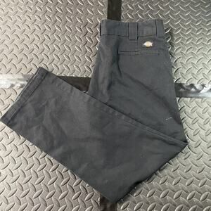 Dickies Pants Mens 34x30 Black Slim Straight Work Twill Chino Flat Front Uniform
